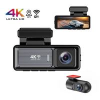 Mini caméra de tableau de bord 4K interpolée 3,2 pouces avec Wi-Fi, application et GPS, double objectif avant et arrière, boîte noire pour voitures