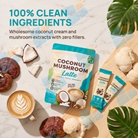 Poudre de boisson instantanée au latte aux champignons saveur noix de coco, mélange de champignons Lion's Mane et Reishi, formule adaptogène, en vrac, personnalisable OEM ODM