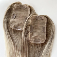 Topper de cheveux humains blonds lisses de qualité supérieure, 4 clips sécurisés, postiche à effet cuir chevelu naturel, cheveux humains véritables pour femmes souffrant de perte de cheveux, vente en gros