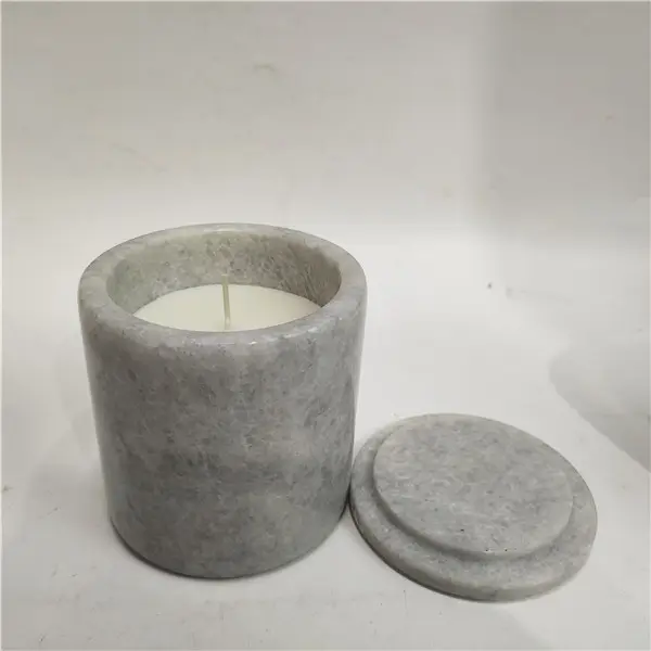Factory candle marble holder material colorful Luxury glass jar candle