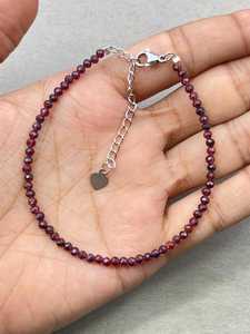 Pulsera de Granate Rodolita, Joyería Delicada con Piedras Preciosas, Cuentas Microfacetadas, Collar de Cristal, Joyería Minimalista, Collar con Piedras Preciosas Pequeñas - Product Image 5