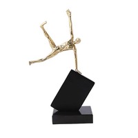 Sculpture moderne de couple de danseurs dynamiques en laiton, marbre et aluminium, décoration artistique pour la maison de luxe, salon, présentoir de bureau