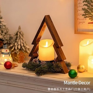 Wooden <b>Christmas</b> Candle Stand Triangle Shape Home Decoration Retro Color <b>Tree</b> Material For Holiday <b>Table</b> Decor - Product Image 3