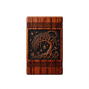 Urna de Madera para Recuerdos Conmemorativos, Caja con Patrón de Árbol Tallado, Contenedor para Cenizas de Cremación, Regalo Conmemorativo - Product Image 1