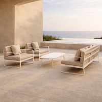 Ensemble de meubles de jardin en aluminium minimaliste, imperméable, avec coussins à séchage rapide, pour villa et hôtel