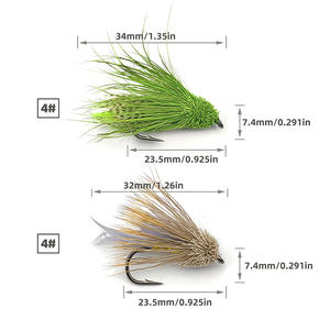 OEM 4 pièces/boîte 34mm 4 #   Mouche sèche en acier au carbone, nouée à la main, avec hameçon à anneau barbelé et poils de cerf, type sauteuse, pour la pêche à la mouche - Product Image 3
