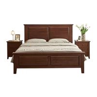 Ensembles de meubles de chambre à coucher modernes, cadre en bois massif avec placage en acajou, lit plateforme avec rangement, lit king size avec 2 tiroirs latéraux