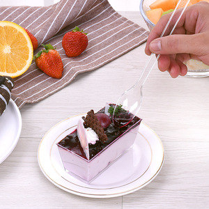 Cuillères et fourchettes rondes jetables en plastique, longues, épaisses, pour glaces, fruits, gâteaux et desserts, pour les fêtes - Product Image 3