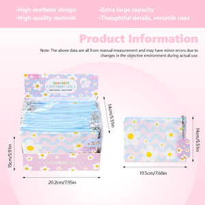 Estuche <span class=keywords><strong>para</strong></span> lápices cuadrado con diseño de margarita, diseño de ondas azul y rosa, bolsa de papelería con cremallera - Product Image 3