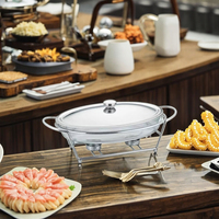Couvercle en forme d'oeuf Table à manger Verre résistant aux hautes températures Température constante Gaz Puissance Alcool Four à carburant Four de buffet argenté