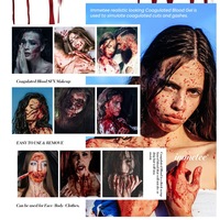Darah Palsu Berkoagulasi 55g Perlengkapan Rias SFX Halloween Super Realistis Mudah Dibuang Untuk Panggung Film Cosplay Kit Spons OEM