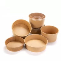 Ensemble de bols à soupe jetables en papier Kraft, bébés, 750, 1000 ou 1500cc, ensemble de bols à salade, artisanal
