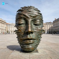 Esculturas de Arte Metálico de Bronce Fundido en 3D, Abstractas de Jardín, con Rostro Humano y Paisaje