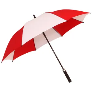 自動オープン赤と白のカスタマイズされたEVAハンドルゴルフレインストレート傘広告用