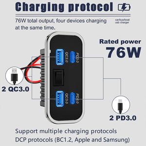 Usine <span class=keywords><strong>camping</strong></span>-<span class=keywords><strong>car</strong></span> Bus <span class=keywords><strong>12V</strong></span> 24V charge rapide 4 ports Qc 3.0 double <span class=keywords><strong>Usb</strong></span> a Pd3.0 double Type C Port chargeur <span class=keywords><strong>prise</strong></span> de courant avec interrupteur - Product Image 3