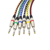 Kabel Audio Gitar Stereo TS Dual-Core 6.35mm Custom Pabrik, Male-Male, Multi-Warna, Berlapis Foil, Tahan Lama, Peredam Kebisingan
