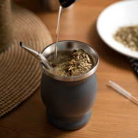 Ensemble de voyage Yerba Mate en acier inoxydable 18/8 de qualité supérieure Uruguay, avec bombilla, thermos et gourde portable pour le camping