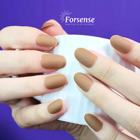 Facile hiver unique mat presse sur les ongles conseils uni solide marron couleurs faux ongles conceptions simples court ovale dames ongle artificiel