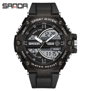 Montres pour hommes SANDA 3185 <span class=keywords><strong>G</strong></span> Style, nouvelles, étanches à 50 m, montres à quartz sportives résistantes aux chocs pour hommes, montre-bracelet numérique - Product Image 3