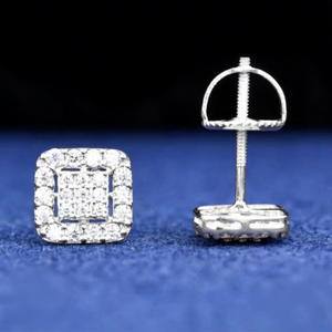 Boucles d'oreilles clous de luxe plaquées or 9 carats avec diamants de laboratoire taille brillant rond, certifiées IGI, design halo en grappe, pour femme, cadeau de fête - Product Image 2