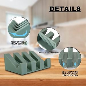 <span class=keywords><strong>Porte</strong></span>-savon en silicone auto-drainant pour la douche, la salle de bain, la cuisine, la <span class=keywords><strong>baignoire</strong></span>, facile à nettoyer - Product Image 2