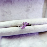 Customizable 925 Sterling Silver Women Wedding Ring Fashion Style Natural Amethyst Discount CMA