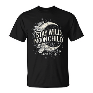 Camiseta Stay Wild Moon Child Celestial Boho con diseño de luna y estrellas - Product Image 2