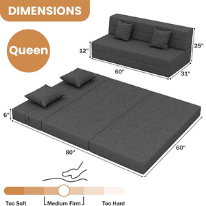 Multifunctional Folding Foam <b>Sofa</b> <b>Bed</b> <b>Single</b> Size High Density Mattress For Home Living Room Use - Product Image 2