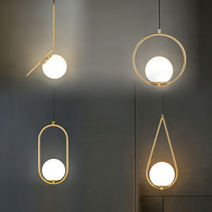 Lámpara Colgante Decorativa Retro de Globo de Cristal para Dormitorio, Lámpara Colgante Pequeña de Hierro, Estilo Nórdico, E27, Control de Interruptor, 50000 - Product Image 1