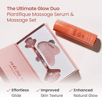 Rouleau de massage facial et Gua Sha en pierre de quartz rose naturelle pour le corps et le visage, ensemble cadeau pour sculpter la ligne du visage et favoriser le drainage lymphatique
