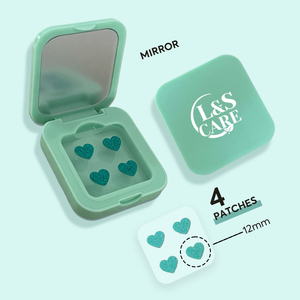 4 toppe colorate <span class=keywords><strong>Per</strong></span> foglio a forma di cuore brufolo di <span class=keywords><strong>Acne</strong></span> Patch con custodia in plastica con specchio - Product Image 2