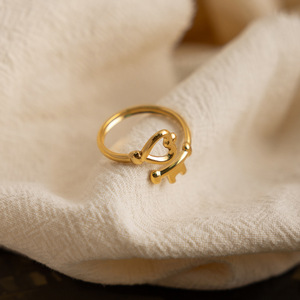 Heart Key <b>Ring</b> 18K Gold Plated Stainless Steel Unisex Jewelry Gift Fashion <b>Rings</b> - Product Image 4