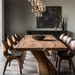 Muebles <span class=keywords><strong>de</strong></span> <span class=keywords><strong>Cocina</strong></span> <span class=keywords><strong>de</strong></span> <span class=keywords><strong>Alta</strong></span> Calidad, <span class=keywords><strong>Mesa</strong></span> <span class=keywords><strong>de</strong></span> Comedor <span class=keywords><strong>de</strong></span> Madera <span class=keywords><strong>de</strong></span> Nogal con Borde Natural para Restaurante - Product Image 4