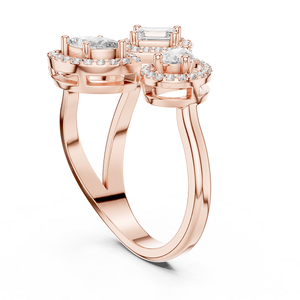 Bague en or rose sertie de diamants, élégante et brillante, pour femme, idéale pour mariage, fiançailles, soirée, anniversaire, cadeau. - Product Image 1