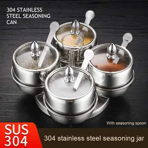 Yolecen Ustensiles de <span class=keywords><strong>cuisine</strong></span> Style européen en acier inoxydable 304 Ensemble de trois pièces Pot d'assaisonnement Bouteille Boîte à condiments pour solide - Product Image 4