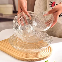 Lots de vaisselle jetable en verre en gros, assiettes à dîner et à dessert transparentes de 13 pouces, kit d'ustensiles de style campagnard pour fêtes