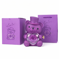 Boîte cadeau artisanale en forme d'ours avec fleurs roses, design surprise rotatif pour filles, pour Noël, la fête des mères, Thanksgiving, la Saint-Valentin