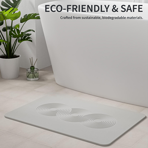 FIGOO Wellenmuster Diatomeenerde Badematte Umweltfreundlich Schmutzabweisend Naturgrau 39x60cm 0,9cm Dick Duschraum-Bodenmatte - Product Image 2