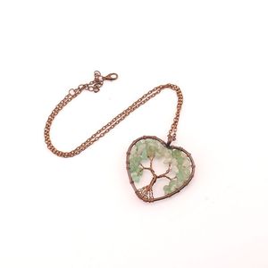 Nuova collana artigianale vintage in radice di Pachira macrocarpa, con ghiaia naturale e cuore colorato, portafortuna, per il commercio estero - Product Image 5
