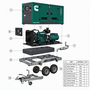 Groupe électrogène diesel Cummins Perkins 60HZ 20kw 30kw 50kw 100kw 200kw 400kw 500kw 800kw 1000kw silencieux - Product Image 6