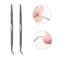 Lucida Professional Nail Tools Poussoir de pédicure et coupeur de bord droit Poussoir à double extrémité en acier inoxydable 100% pour enlever les cuticules