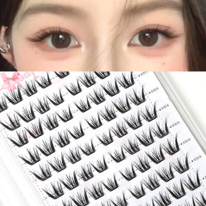 Cils segmentaires en grappe DIY de haute qualité, les plus vendus en gros - Courbure C extrêmement fine, tige noire, 9-12 mm, noir naturel. - Product Image 3