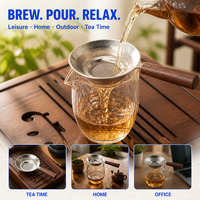 Filtre à thé en titane pur en forme de fleur de glace, portable, avec manche en bois, accessoires pour service à thé en titane, filtre à thé simple