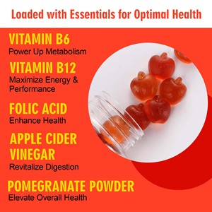 Gummies au vinaigre de cidre de pomme de haute qualité, contenant de l'acide folique et de la vitamine B12, favorisent la santé digestive, gummies amincissants pour adultes - Product Image 3