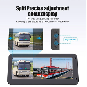 12.3 pouces double 2 lentilles <span class=keywords><strong>caméra</strong></span> de tableau de bord de voiture avant Bus DVR vidéo <span class=keywords><strong>rétroviseur</strong></span> divisé pour Bus RV chariot élévateur - Product Image 5