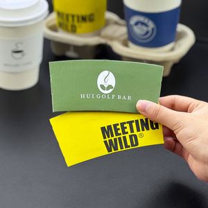 Manchons de gobelets en papier ondulé à double paroi en kraft recyclé écologique imprimés en couleur avec logo personnalisé pour boissons chaudes - Product Image 5