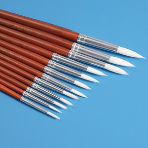 Professional Round & Flat Paint Brushes High Elastic Nylon Hair <b>Wood</b> Handle No Shedding for Acrylic <b>Canvas</b> Painting - Product Image 3