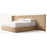 Lit rétro américain en bois massif BYRON Lit simple personnalisé en chêne pour villa et grand appartement Lit double au design moderne de 1.8m