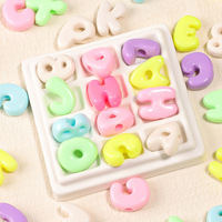 Colorful Pastel Cartoon Large Bubble Letras Chunky Letter Large Hole Plastic Alphabet Beads