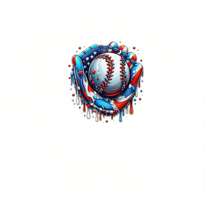 T-shirt unisexe pour adulte à manches courtes et col rond avec impression numérique, motif Baseball Drip Ice Cream Sprinkles Glove 4th Of July - Product Image 3